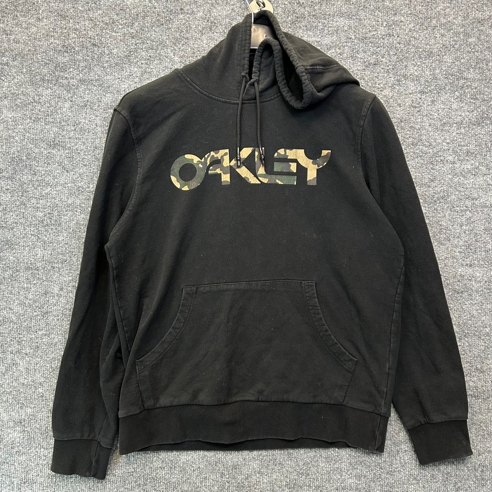 Oakley Custom Fit Hoodie Men's Black Camo Graphic Drawstring Pullover Size XL